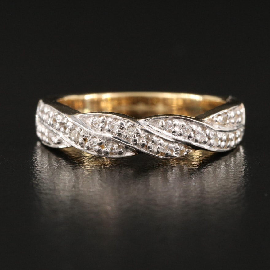 Sterling Silver White Zircon Twist Band