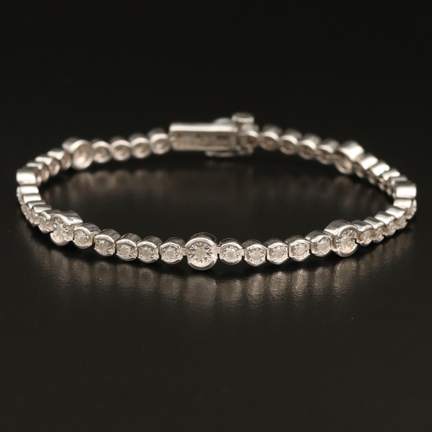 Sterling Illusion Set 1.00 CTW Diamond Bracelet