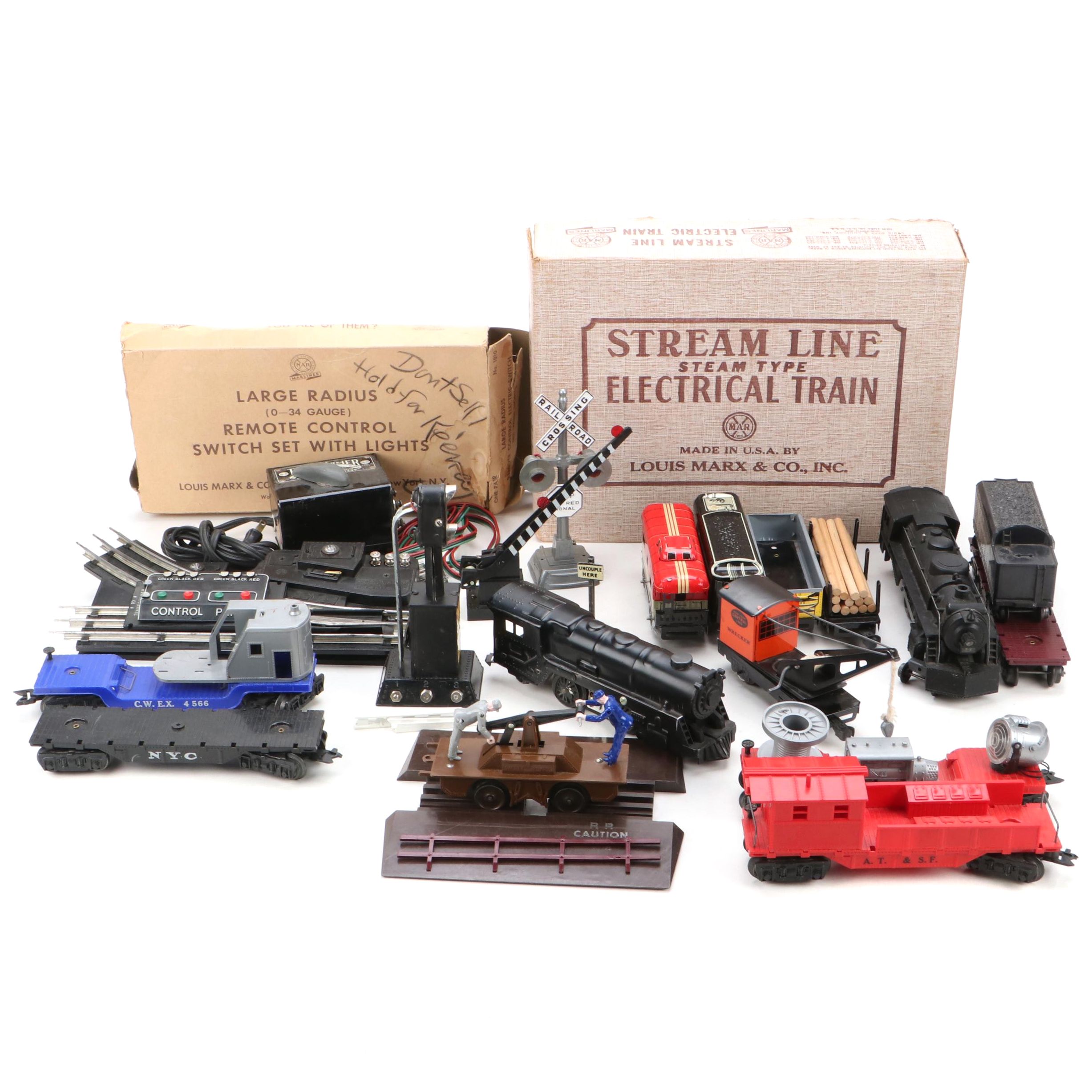 Marx O-Scale Model Railroad Sets and Large Radius Remote Control Electric Switch