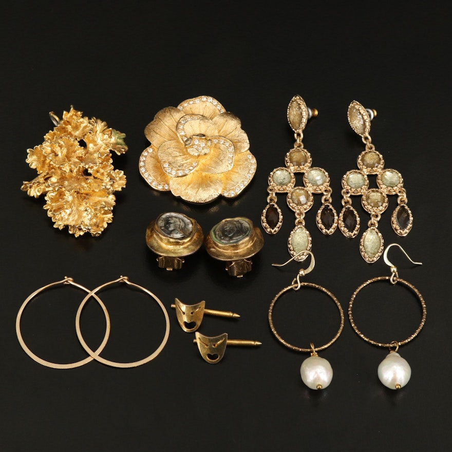 Earrings, Brooch, Pendant and Shirt Studs Featuring Christian Dior and Pearls