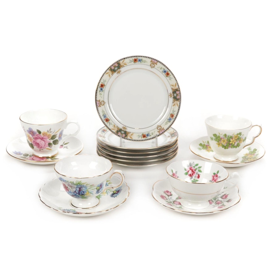 Royal Grafton, Stafforshire and Altwasser Bone China Teacups and Saucers