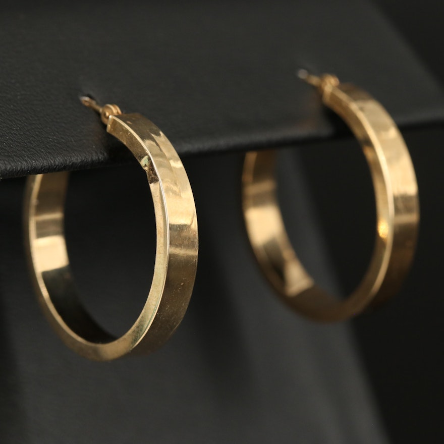 14K Square Edge Hoop Earrings