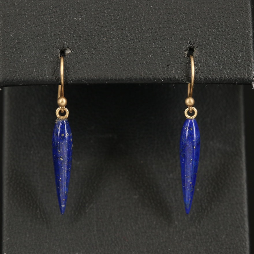 14K Lapis Lazuli Tapered Drop Earrings