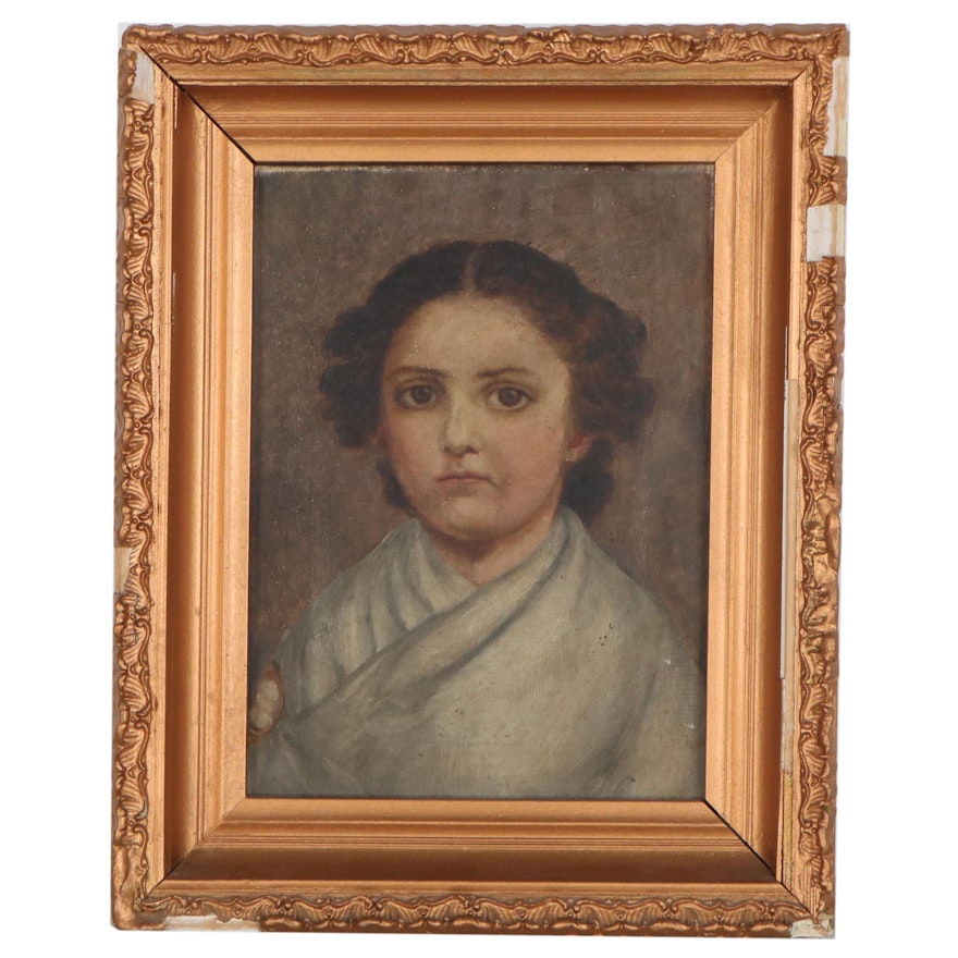 Oil Portrait of Child, Early 20th Century