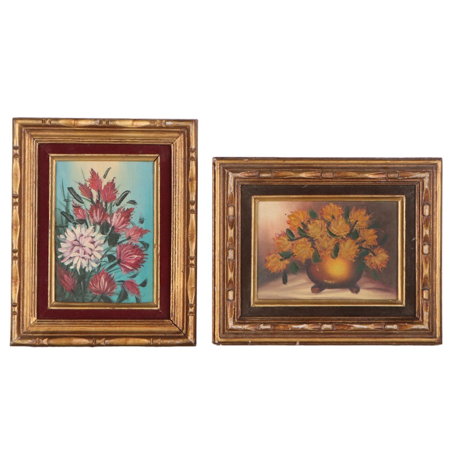 Still Life Oil Paintings of Flowers, Late 20th Century