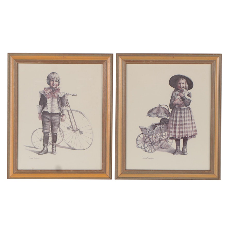 Offset Lithographs After Joanne Thompson of Children