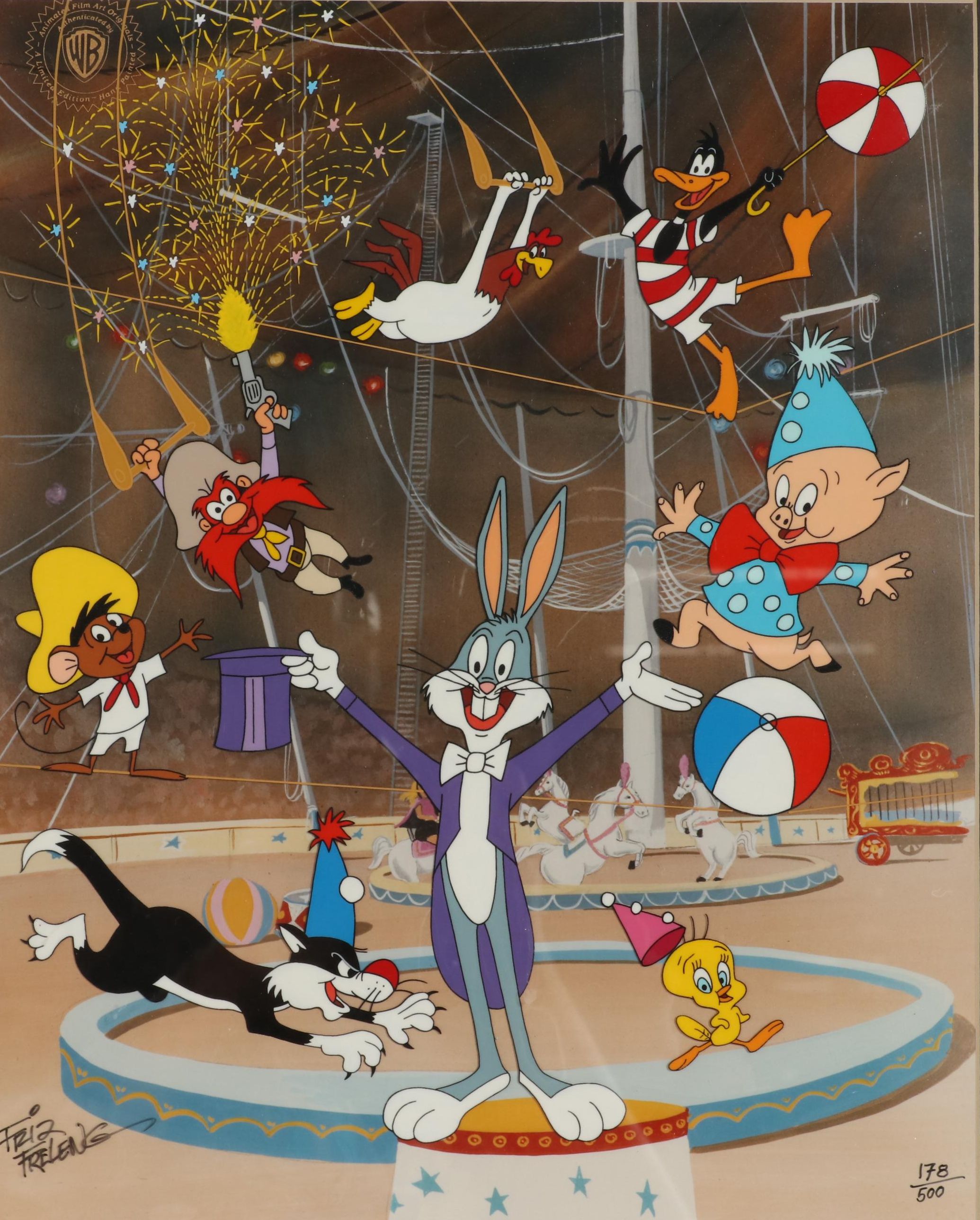 Friz Freleng Warner Bros. Hand-Painted Animation Cel of Circus Scene