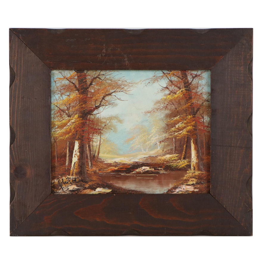 Robert More Forest Landscape Oil Painting, Late 20th Century