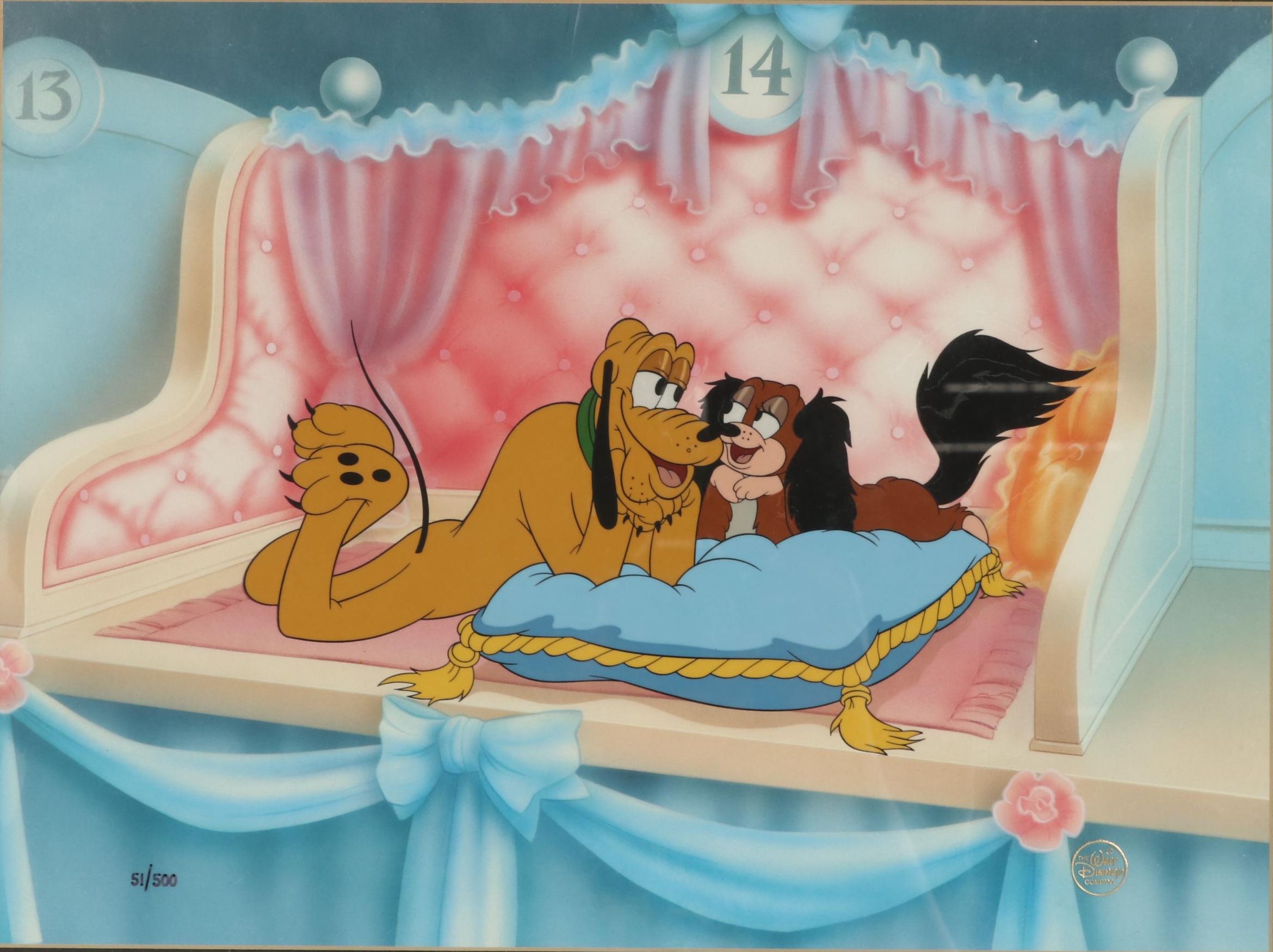 Disney "Society Dog Show" Hand-Painted Animation Cel of Pluto and Fifi, 1990