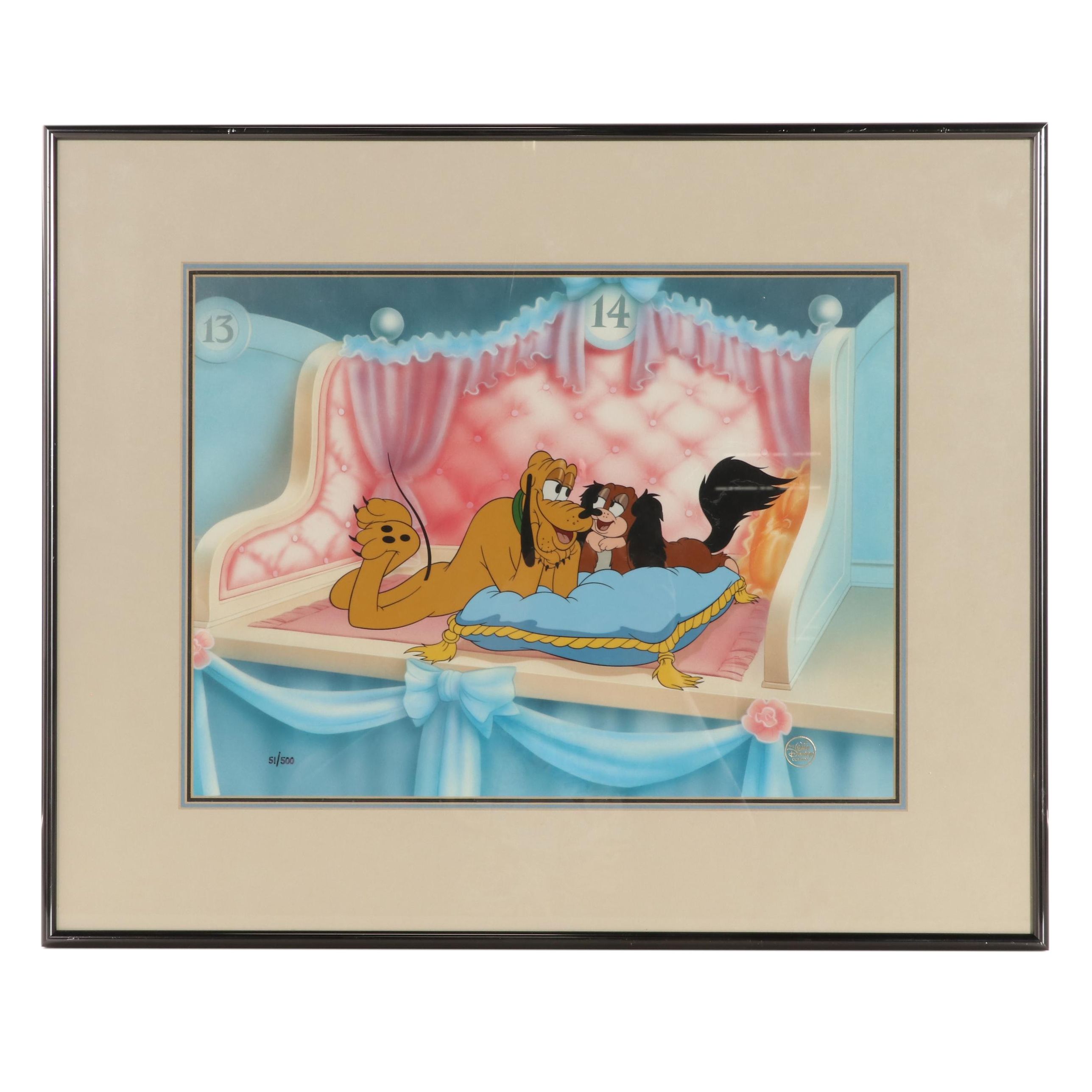 Disney "Society Dog Show" Hand-Painted Animation Cel of Pluto and Fifi, 1990