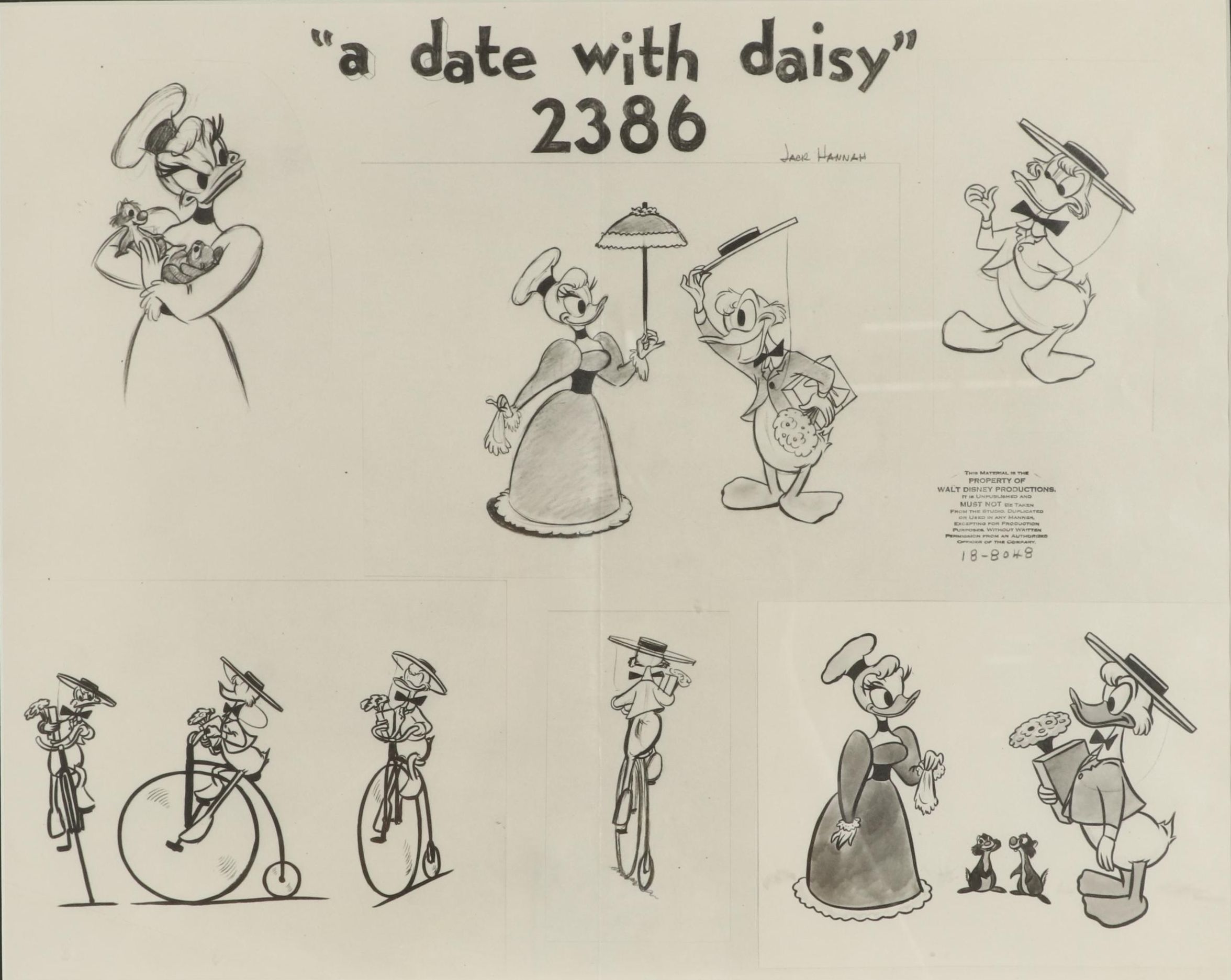 Disney "Crazy Over Daisy" Animation Model Sheet After Jack Hannah
