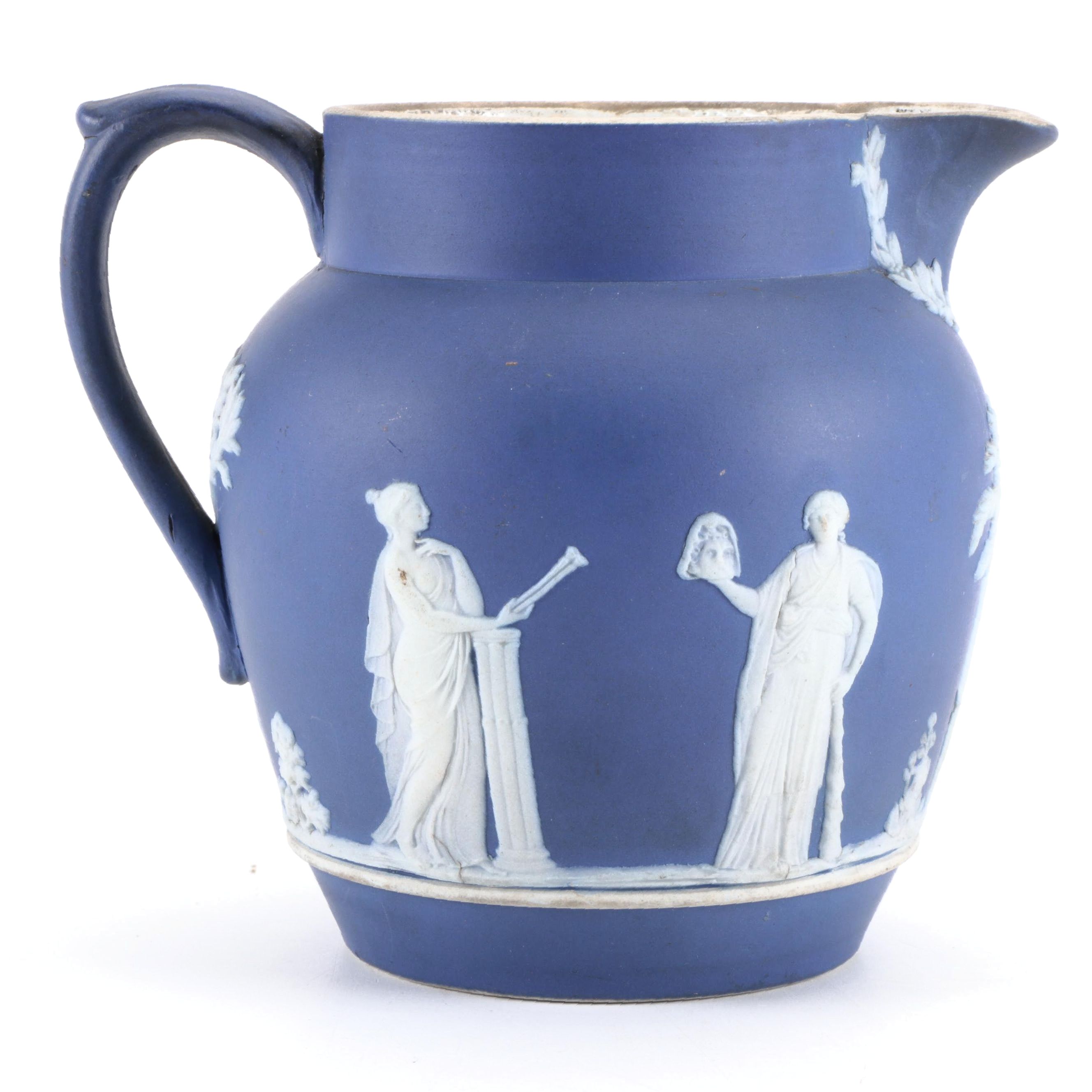 Wedgwood "Sacrifice" Royal Blue Jasperware Jug, 19th Century