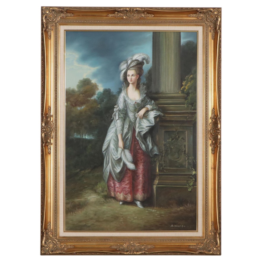 Oil Painting After Thomas Gainsborough "Portrait of the Honorable Mrs. Graham"