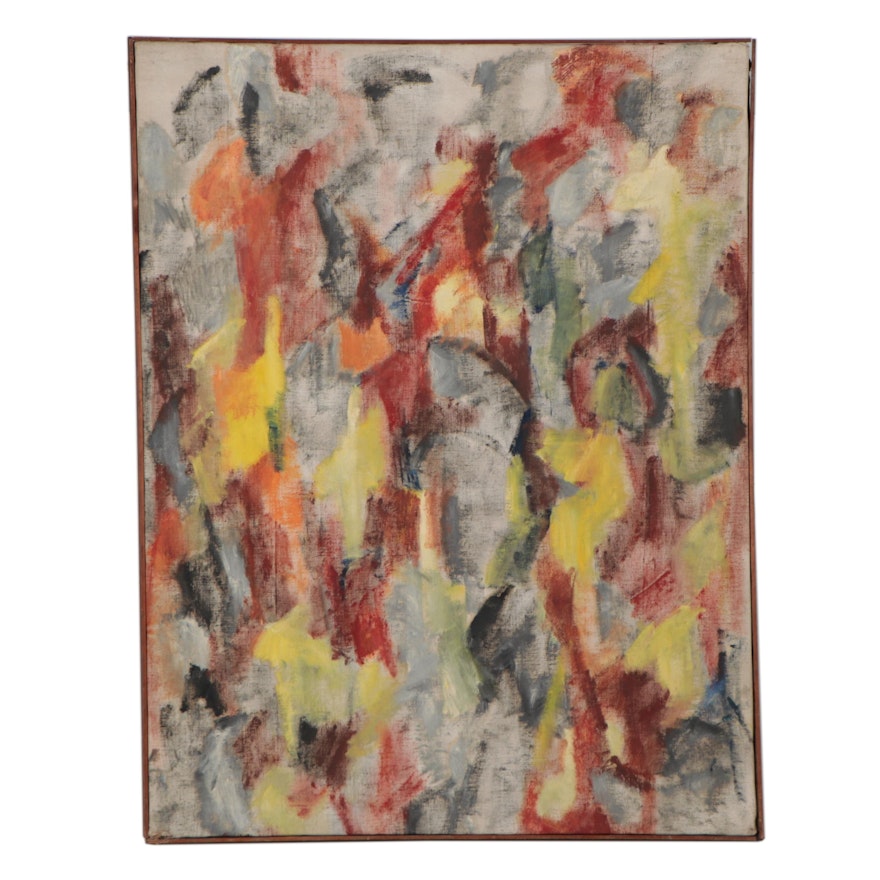 Bernice Fisher Stacy Large-Scale Abstract Oil Painting, Circa 1960