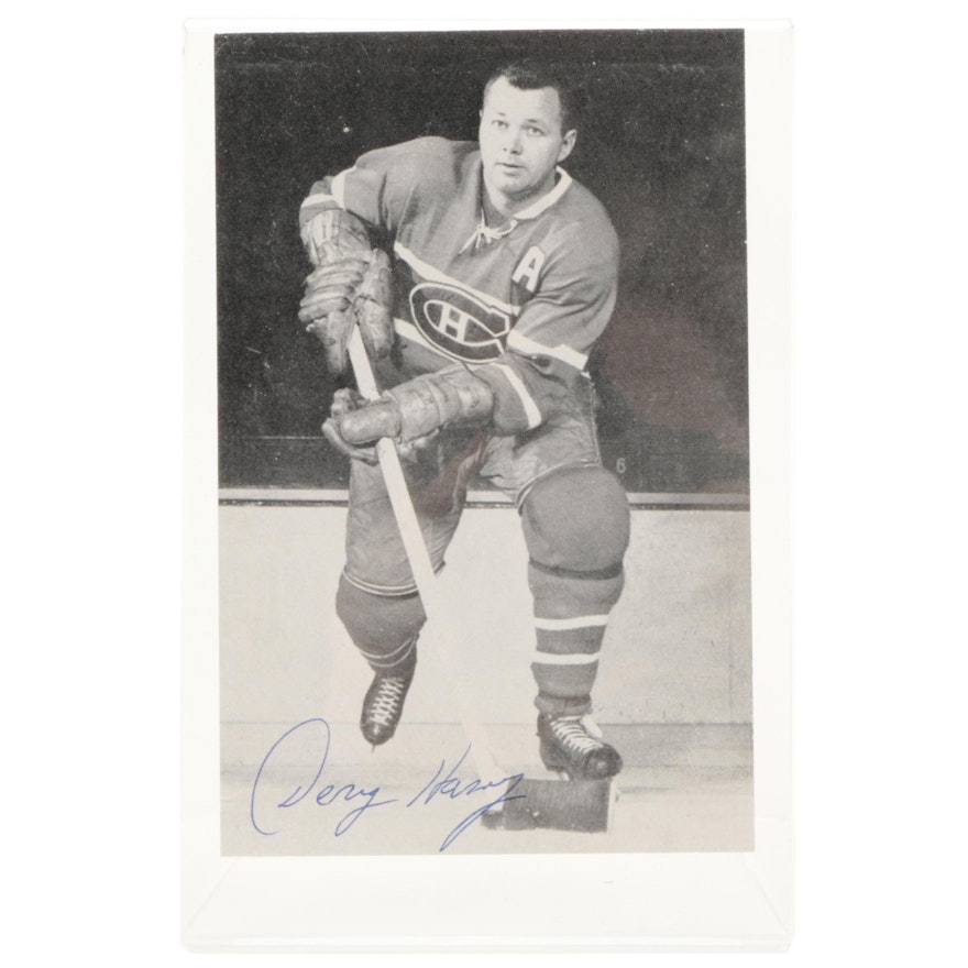 Doug Harvey Signed Montreal Canadians NHL Photo Card, Visual COA
