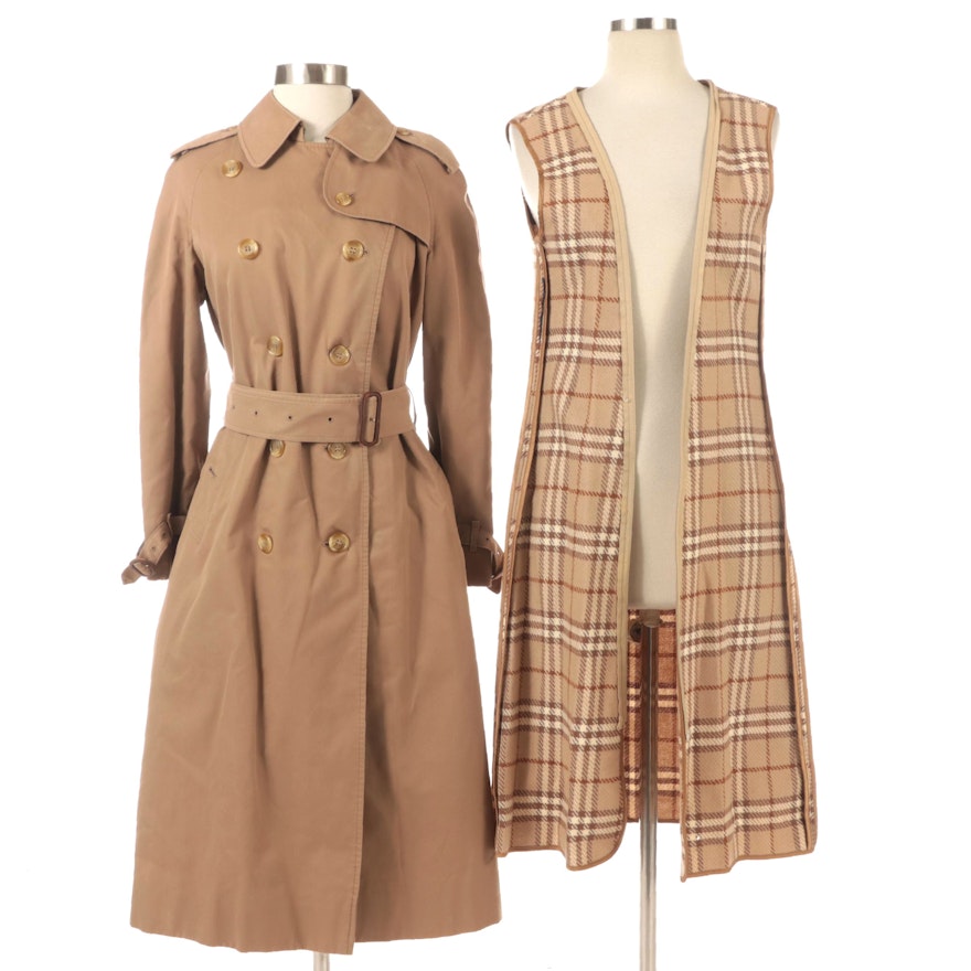 'Burberrys' Double-Breasted Trench Coat with Wool Liner, 1980s