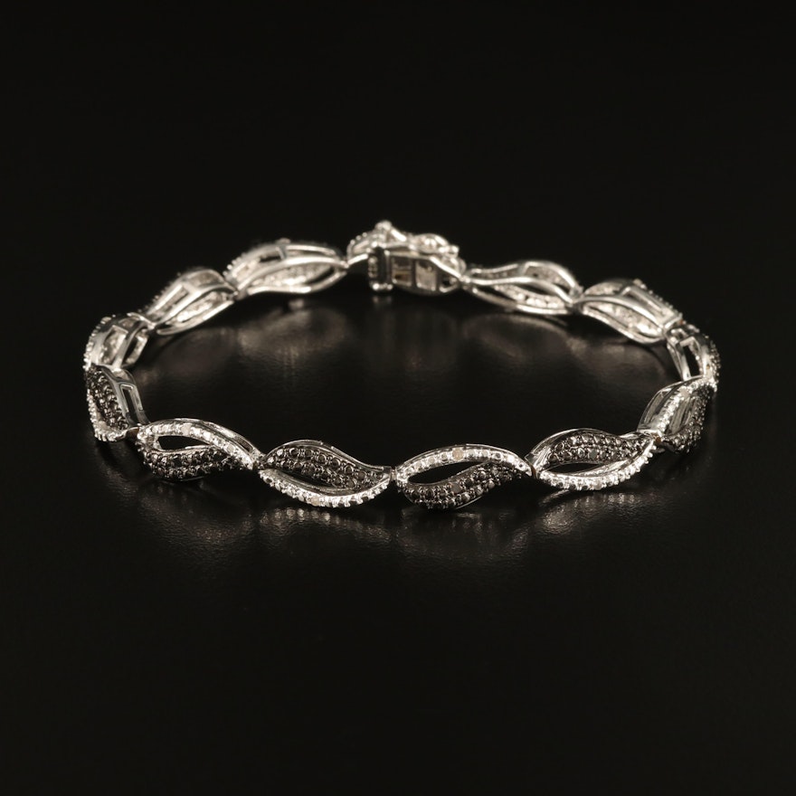 Diamond Bracelet with Wave Motif