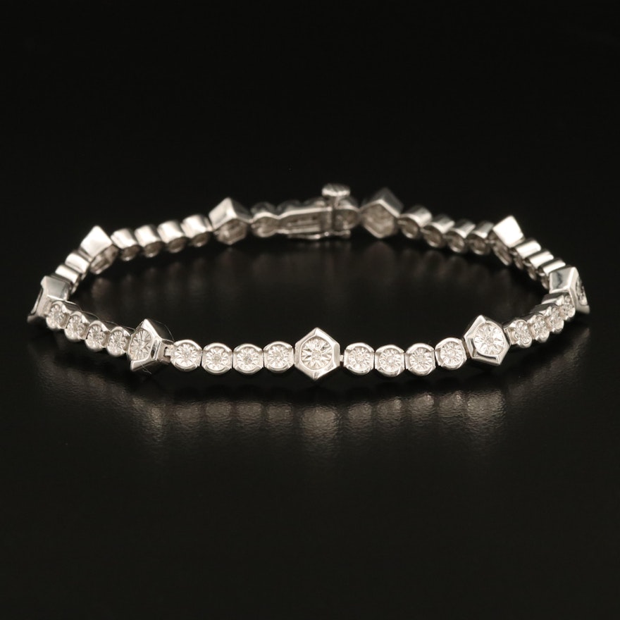 Sterling Diamond Illusion Set Bracelet