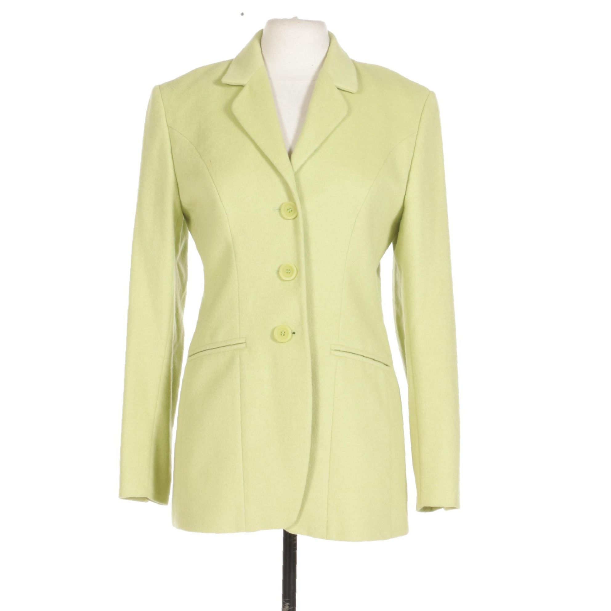 Saks Fifth Avenue Collection Chartreuse Angora Blend Jacket