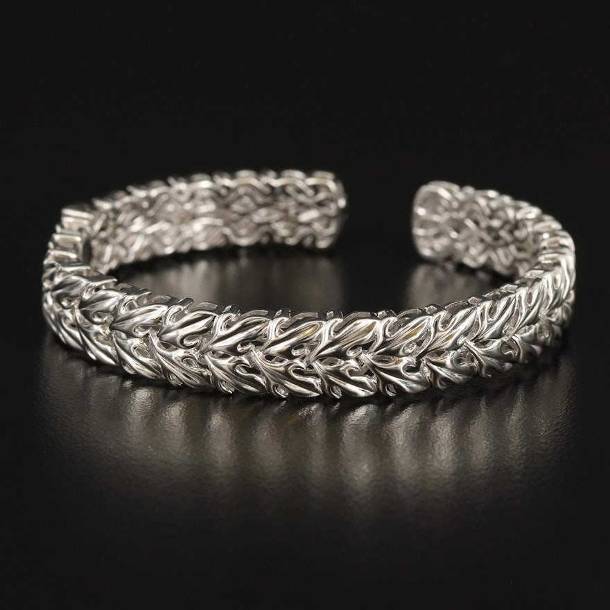 Sterling Silver Foliate Kick Cuff