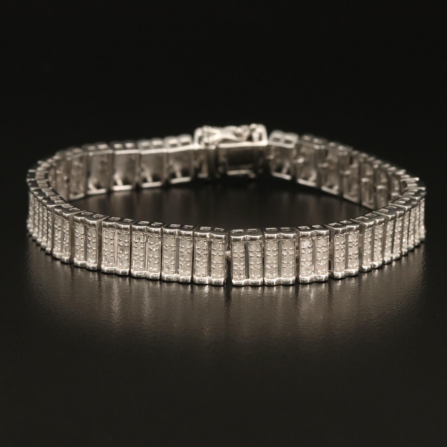 Sterling Diamond Multi-Row Bracelet