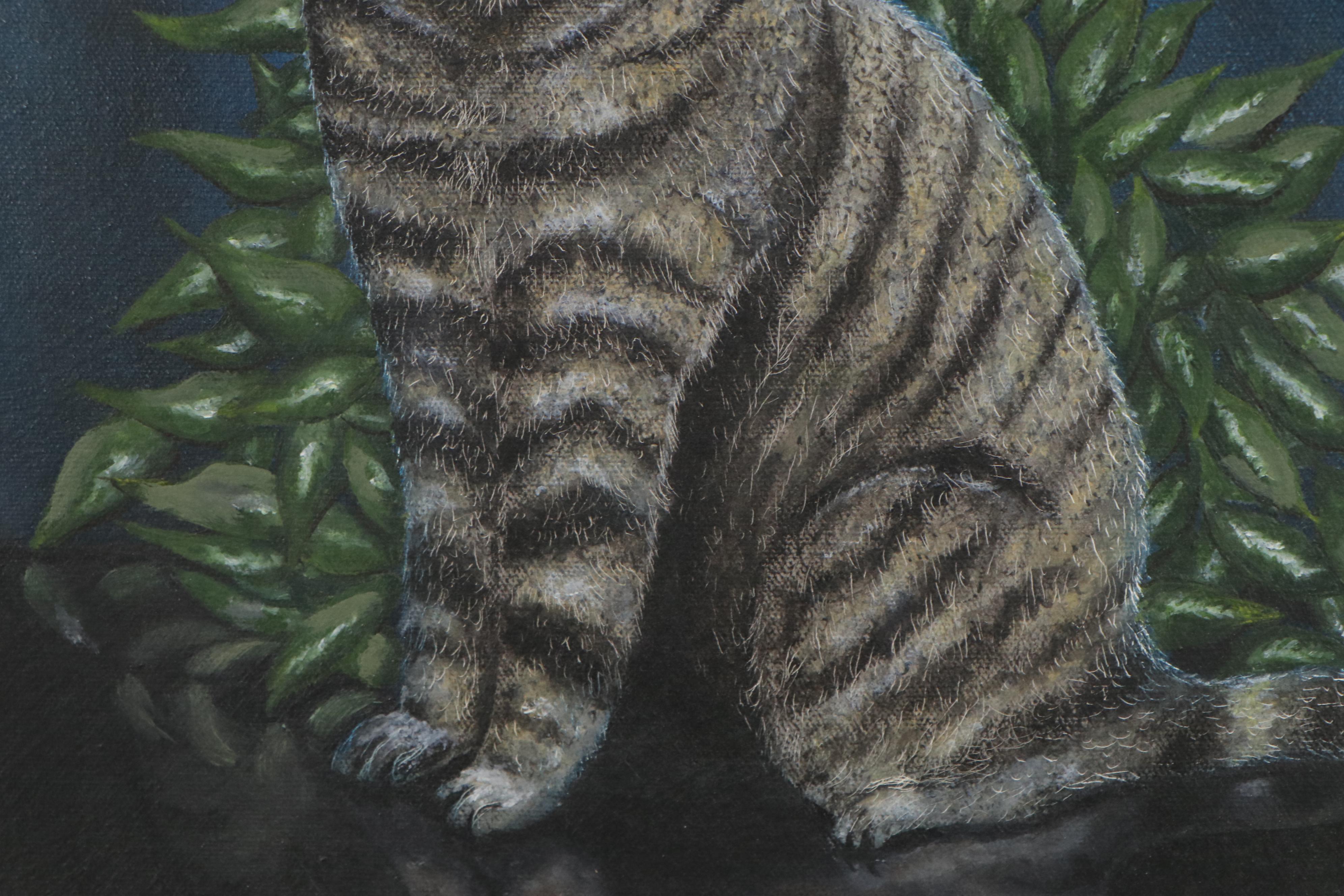 Ron Virts Oil Painting of Tabby Cat, 2004