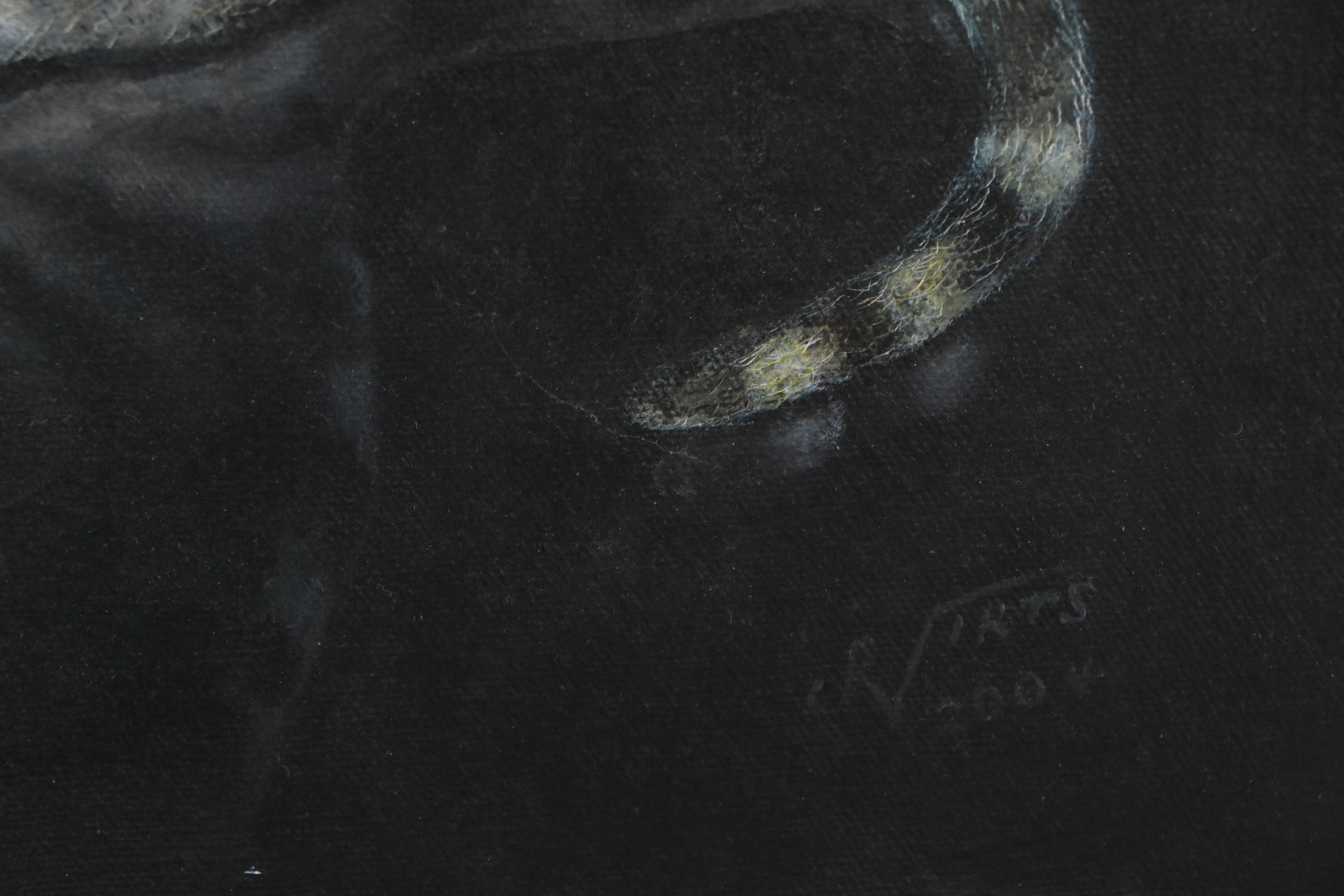 Ron Virts Oil Painting of Tabby Cat, 2004