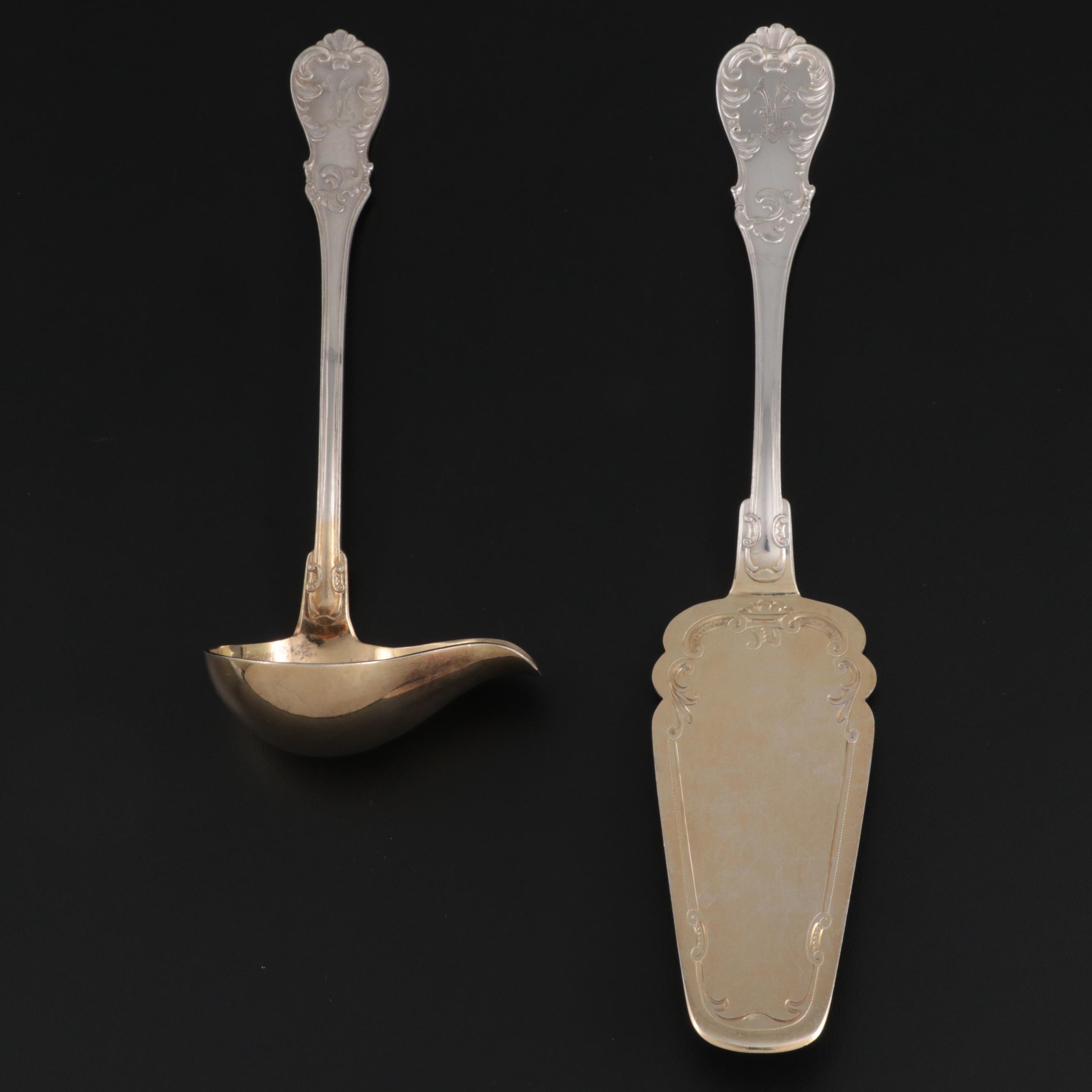 H. Meyen & Co. 800 Silver Dessert Server and Ladle, Early to Mid-20th Century