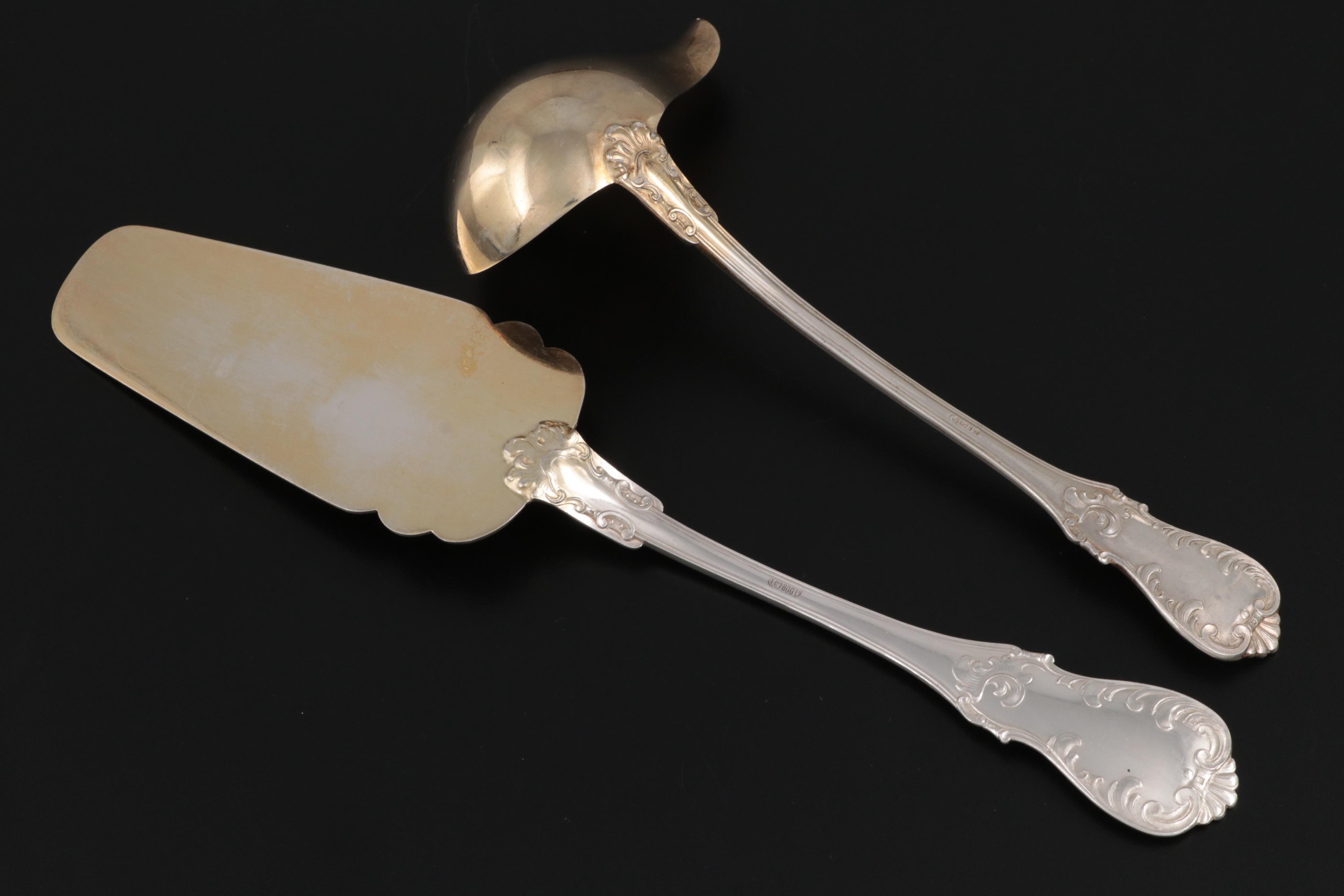 H. Meyen & Co. 800 Silver Dessert Server and Ladle, Early to Mid-20th Century
