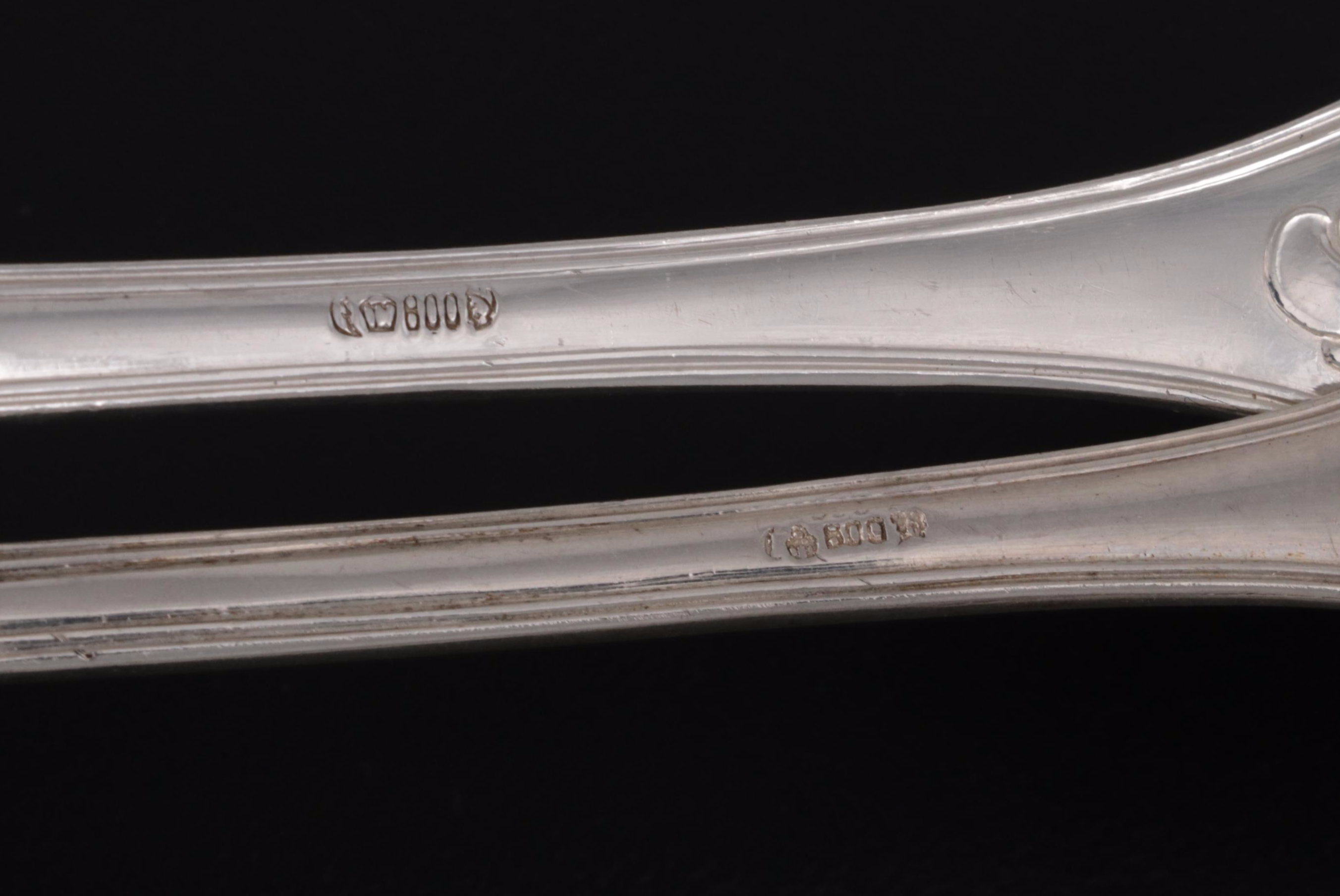 H. Meyen & Co. 800 Silver Dessert Server and Ladle, Early to Mid-20th Century