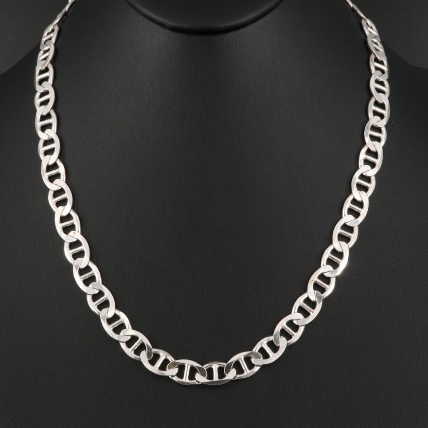 Italian Sterling Anchor Chain Necklace