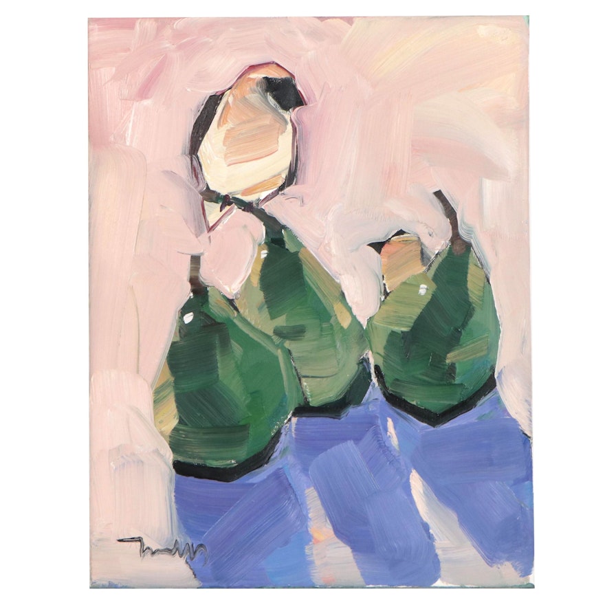 Jose Trujillo Oil Painting "Green Pears," 2021