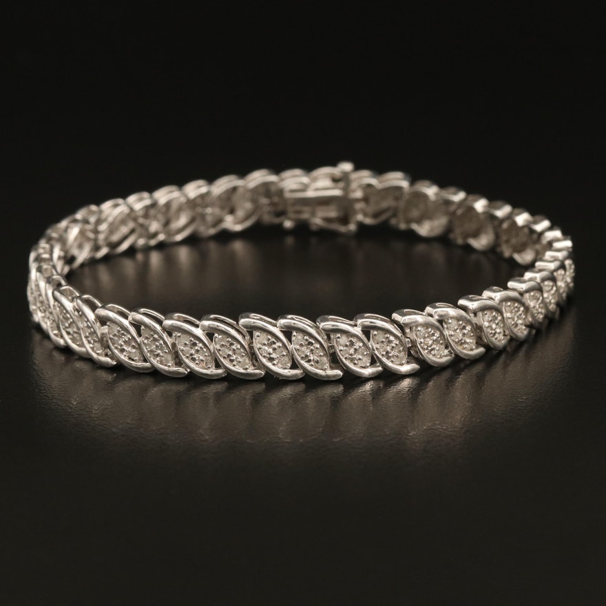 Sterling Diamond Link Bracelet