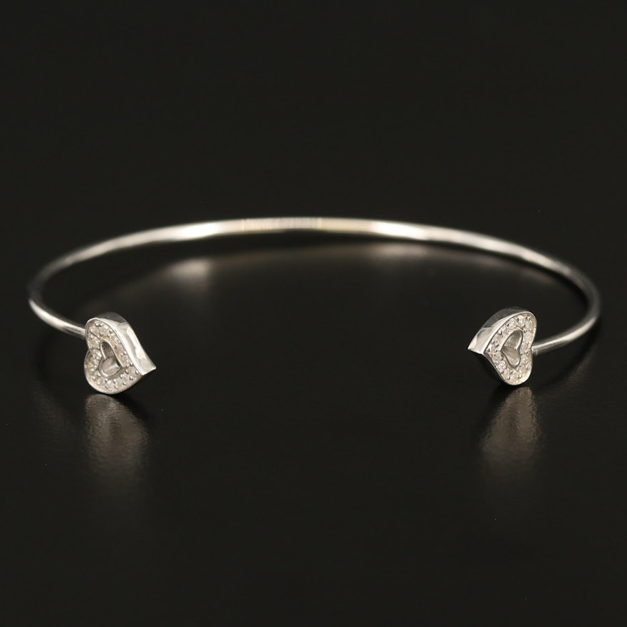 Sterling Diamond Heart Cuff