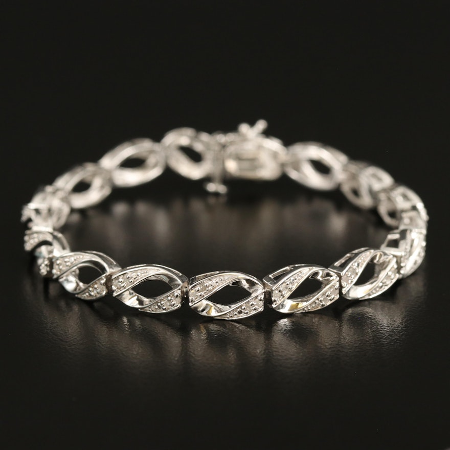 Sterling Diamond Link Bracelet