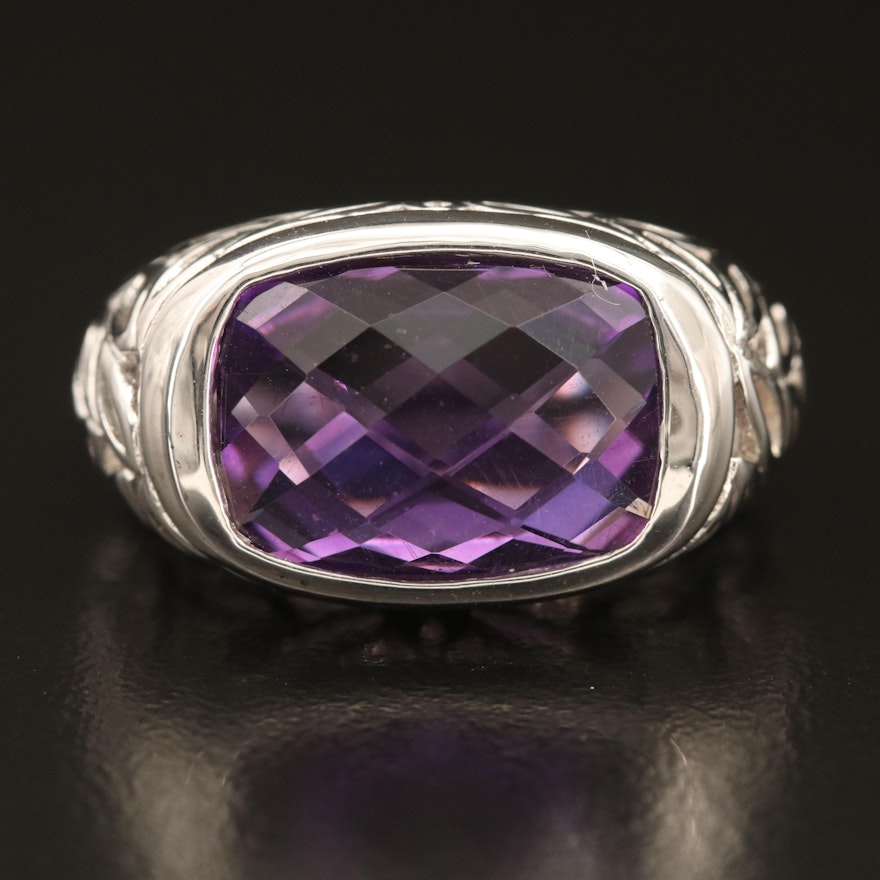 Sterling Amethyst Foliate Ring