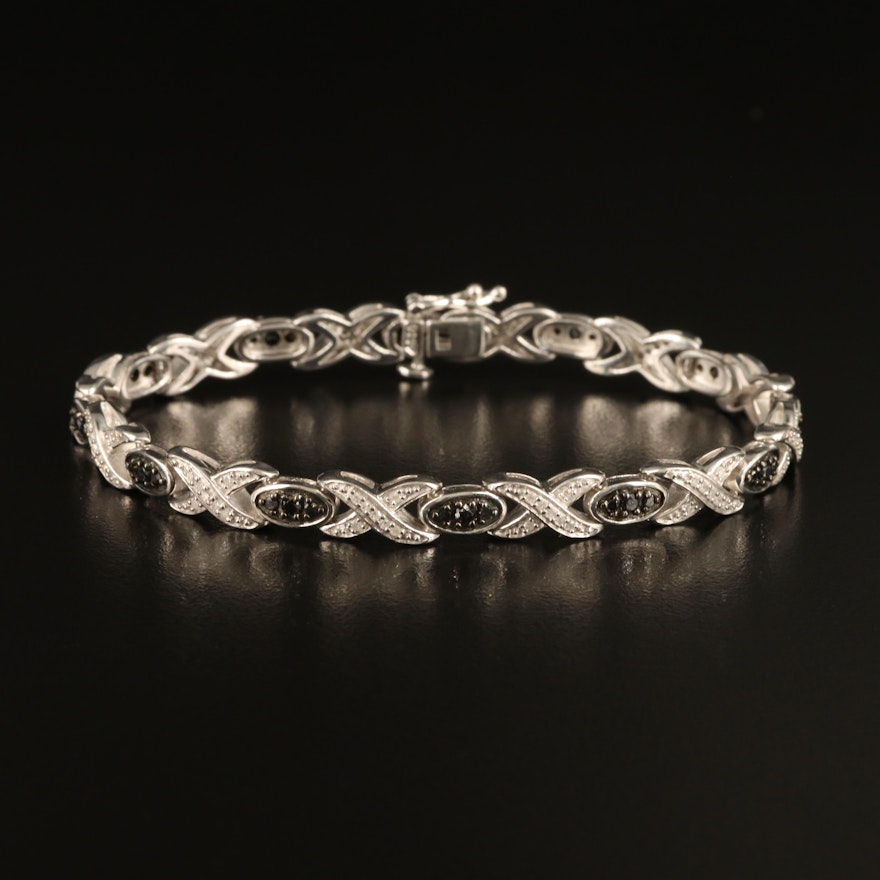 Sterling 1.00 CTW Diamond Link Bracelet