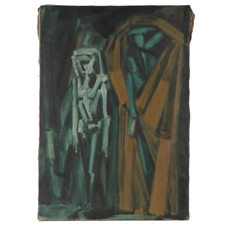 Don Stacy Abstract Oil Painting of Standing Figure, Circa 1970