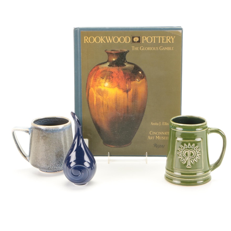 Rookwood Pottery Mug , Bud Vase and "The Glorious Gamble" Book