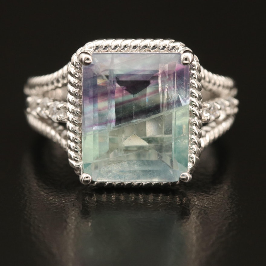 Sterling Fluorite and Zircon Ring