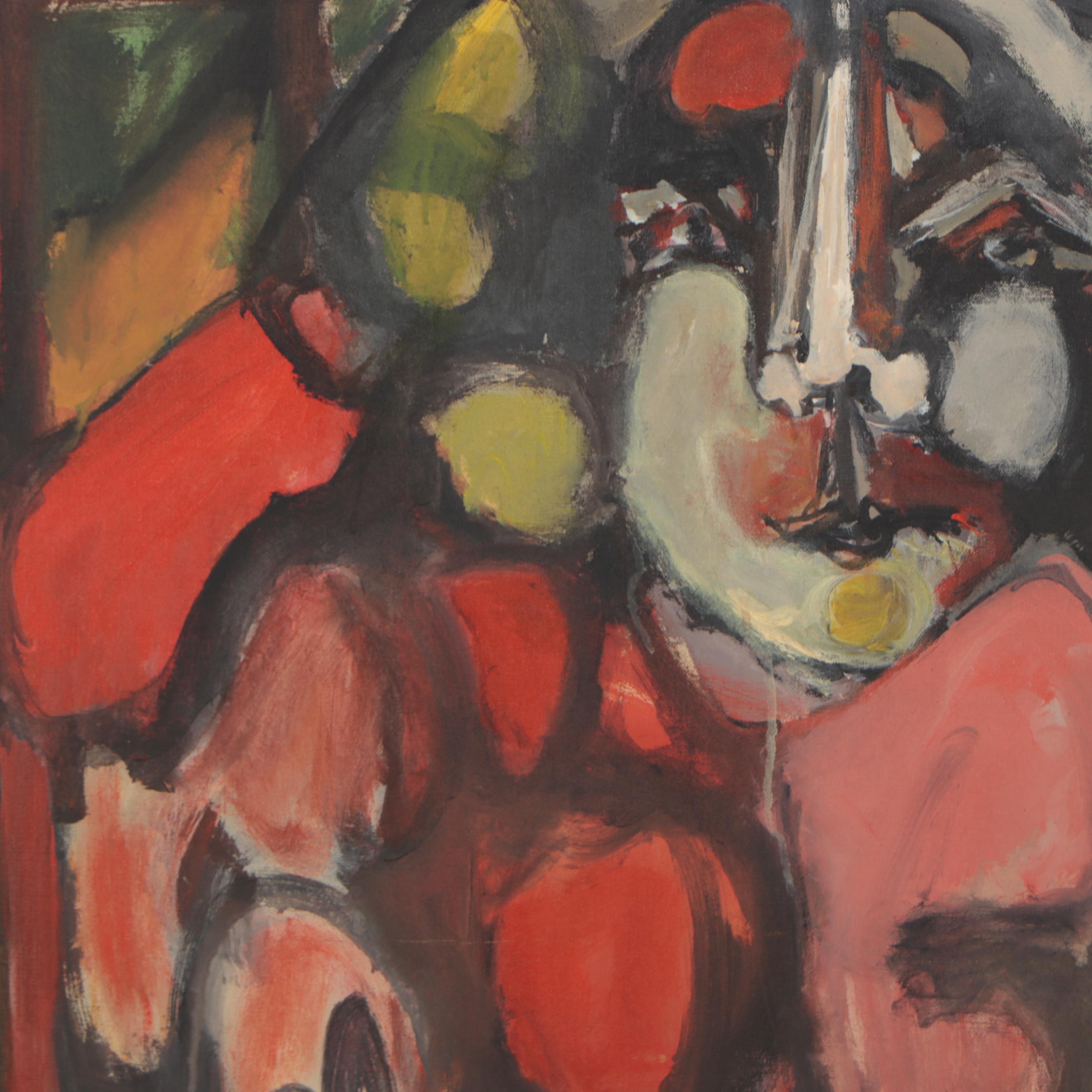 Bernice Fisher Stacy Abstract Figural Oil Painting, Mid-20th Century