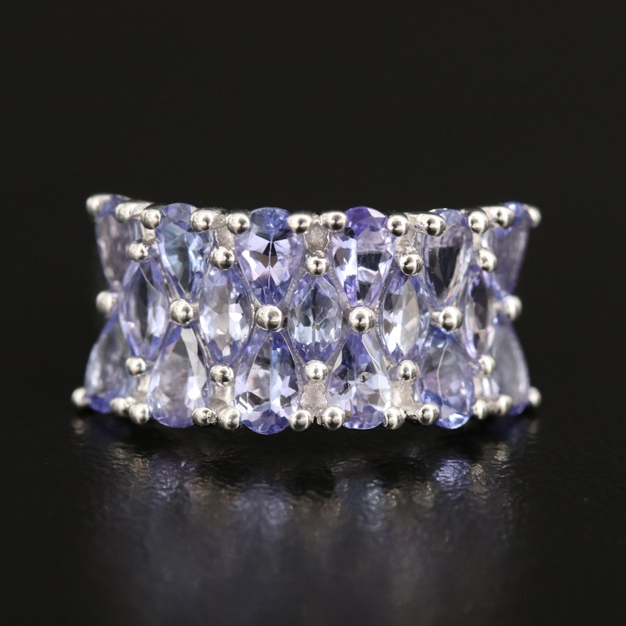 Sterling Tanzanite Concave Ring