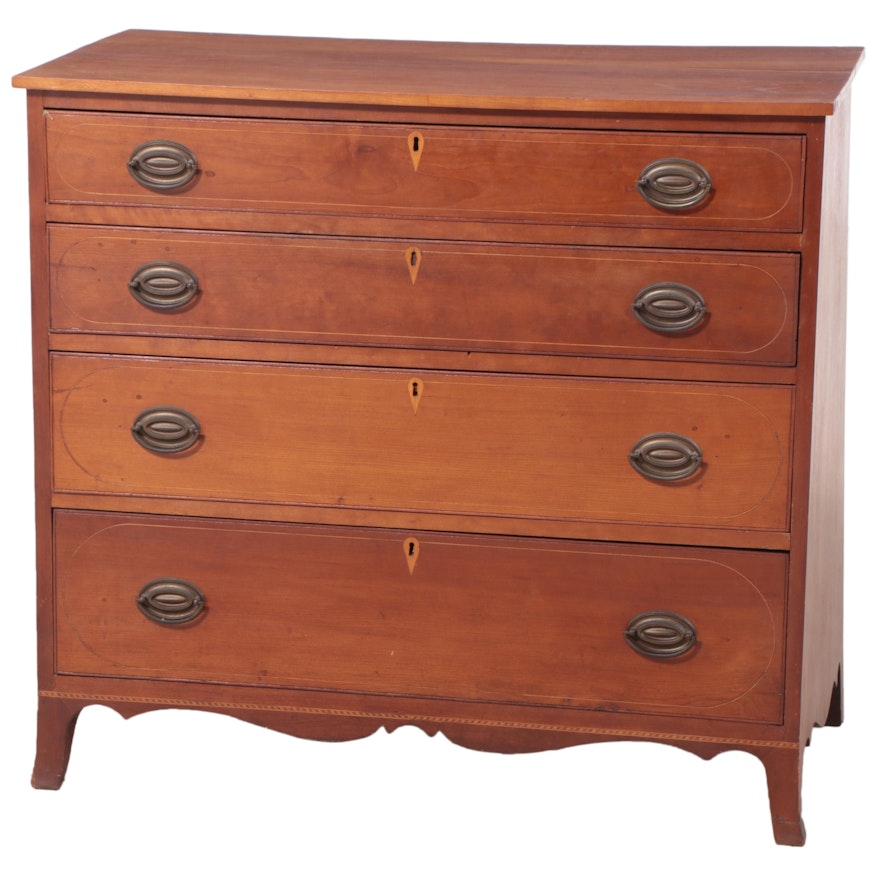 Federal Style Cherrywood and String-Inlaid Four-Drawer Chest, 19th Century