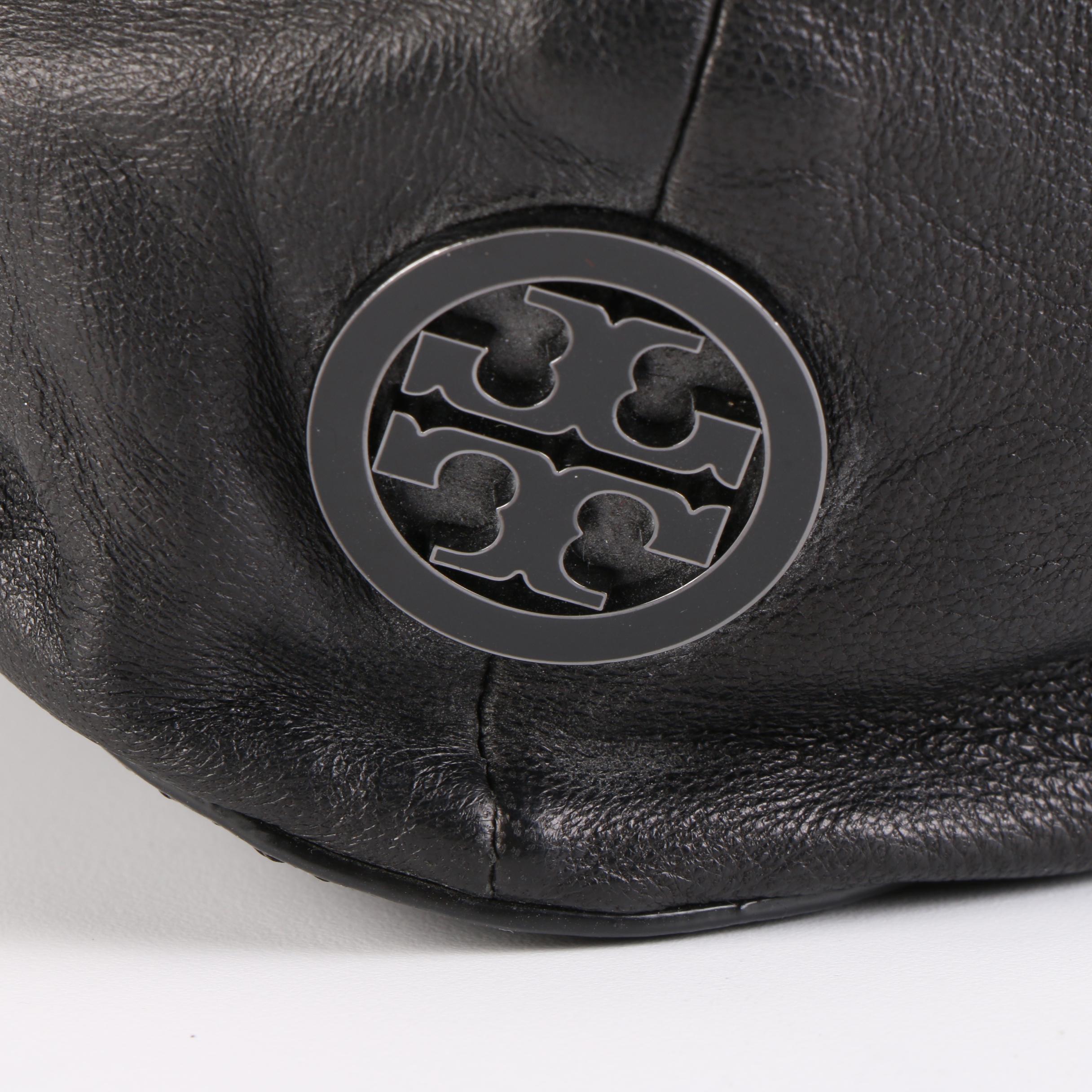Tory Burch Drawstring Handbag in Black Leather