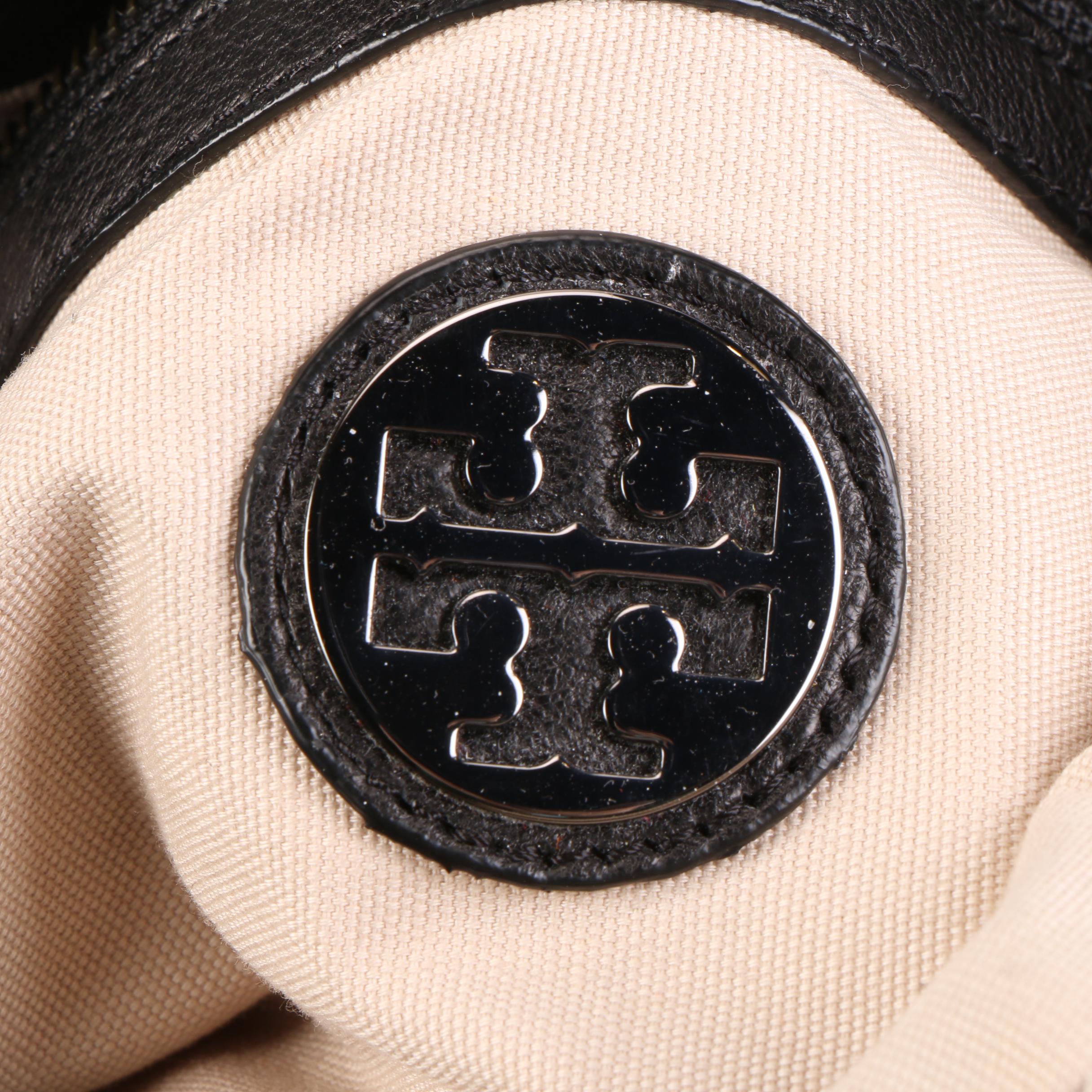 Tory Burch Drawstring Handbag in Black Leather