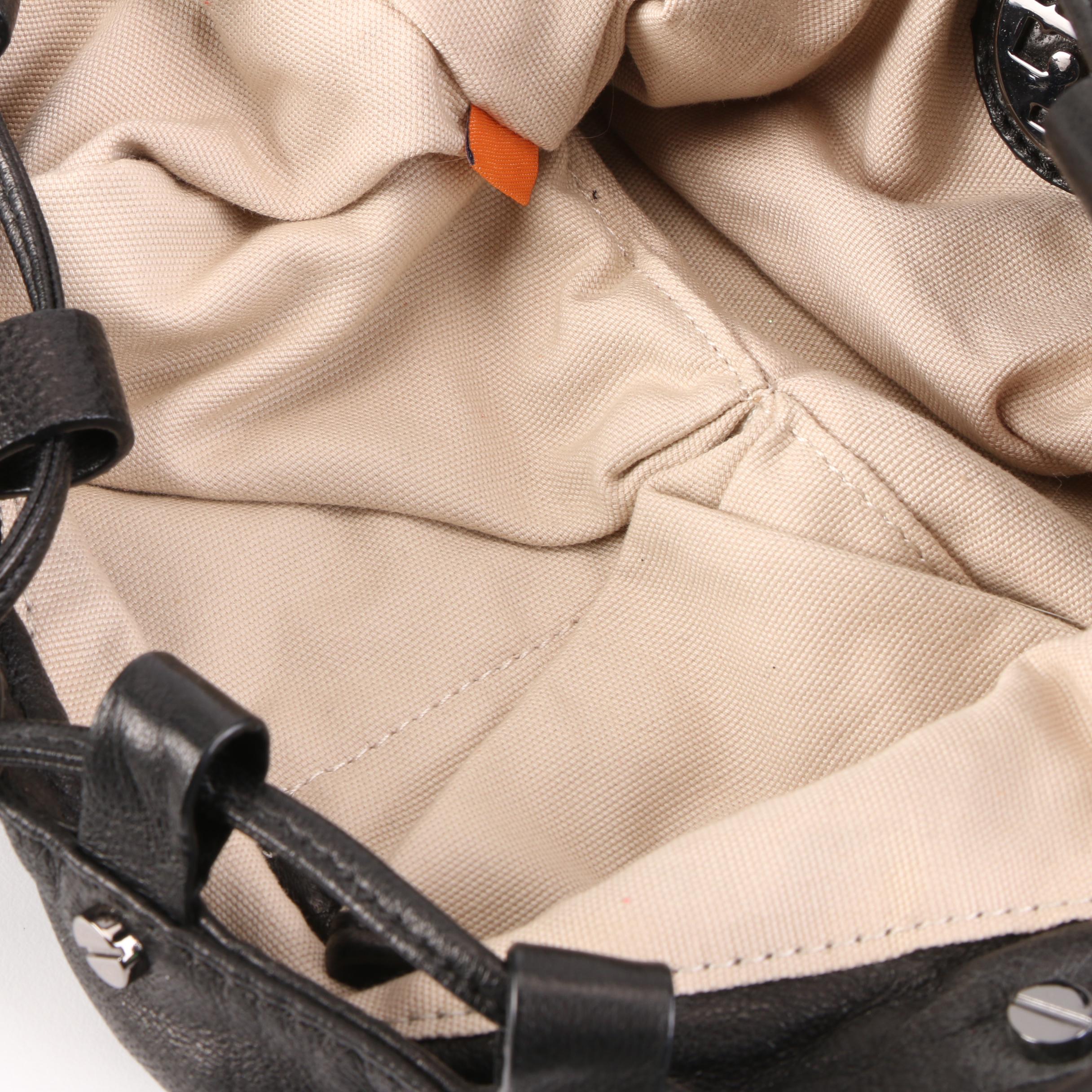 Tory Burch Drawstring Handbag in Black Leather