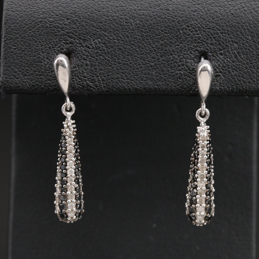 Sterling Diamond Pendant Earrings