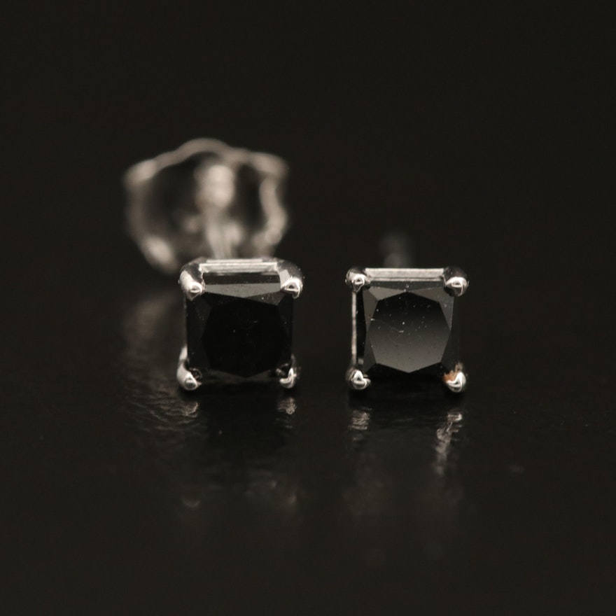 14K Fancy Black Diamond Solitaire Earrings