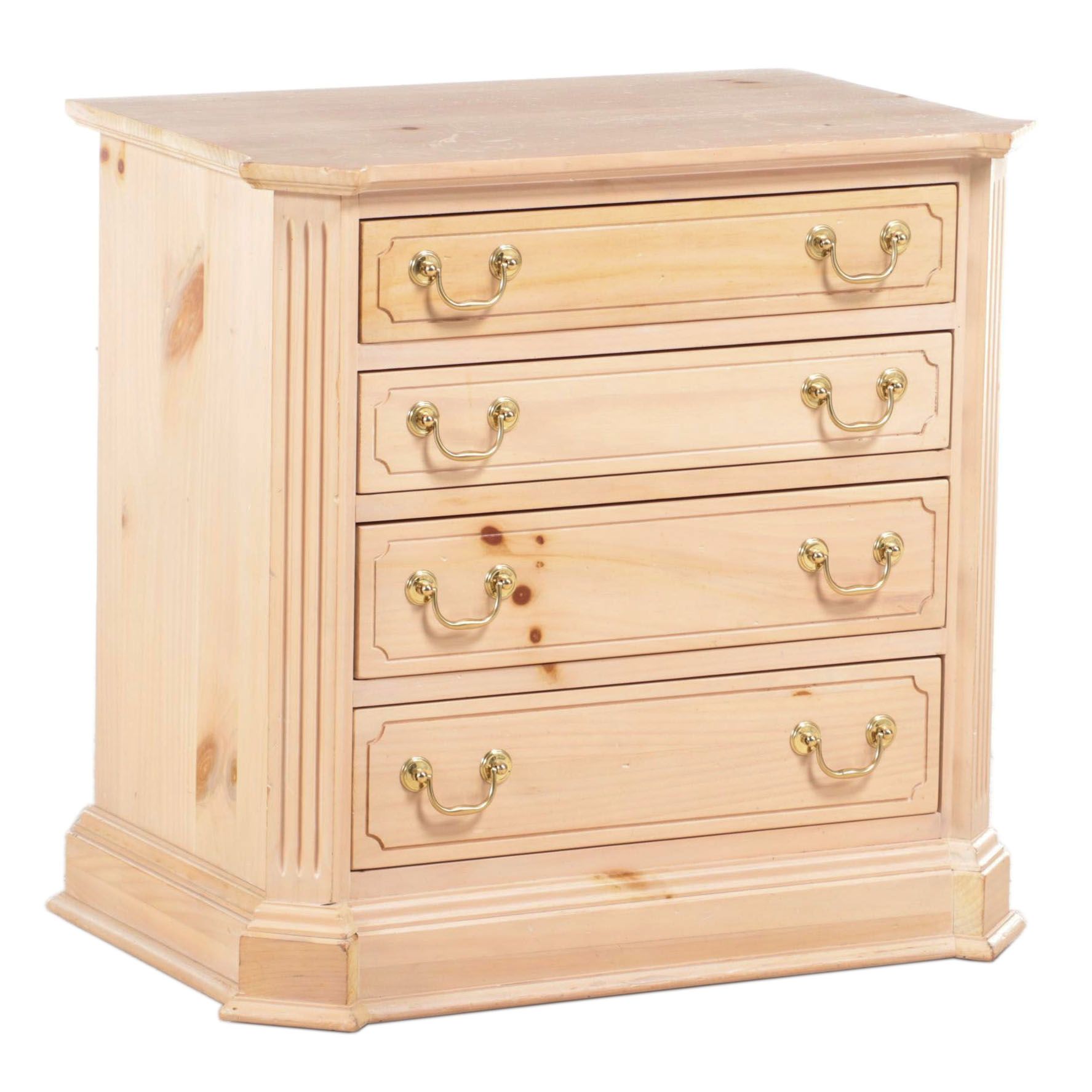 Knob Creek Federal Style Pine Four-Drawer Bedside Chest, Late 20th Century