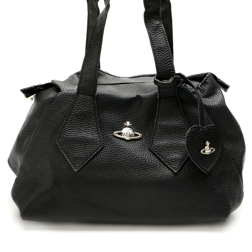 Vivienne Westwood Orb Bag in Black Pebble Grain Leather